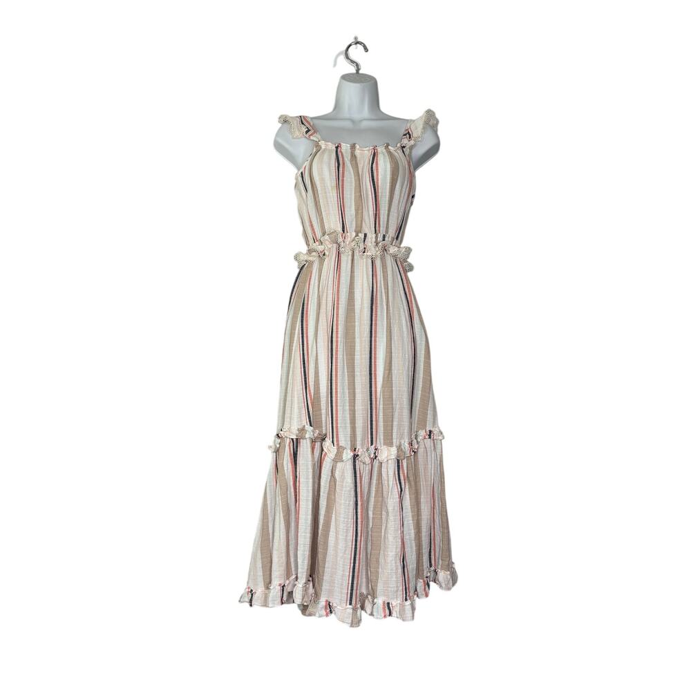 Misa Los Angeles Idonia Midi Dress Chambray Stripe Sleeveless XS
